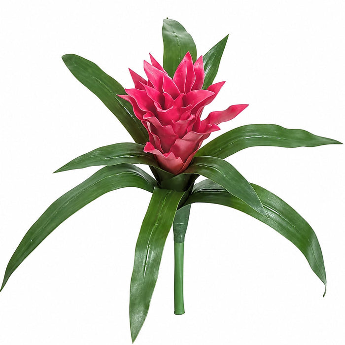 14" Outdoor UV-Proof Artificial Bromeliad Plant Flower Bush -Fuchsia (Pack of 6) - A-72710