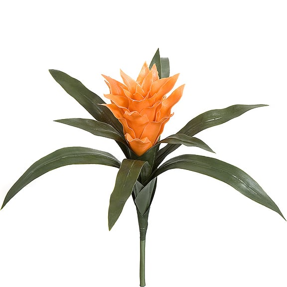 14" UV-Proof Outdoor Artificial Bromeliad Plant Flower Bush -Orange (pack of 6) - A7271-1OR