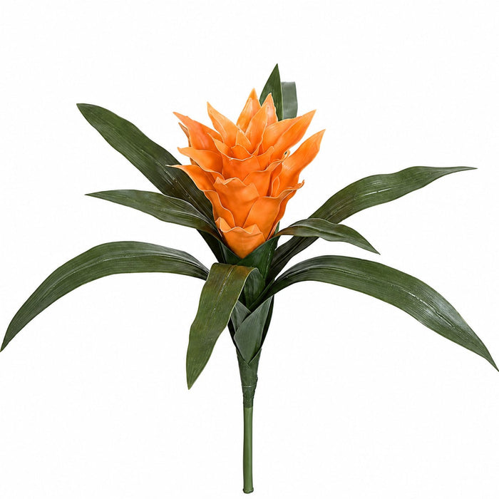 14" Outdoor UV-Proof Artificial Bromeliad Plant Flower Bush -Orange (Pack of 6) - A-72711