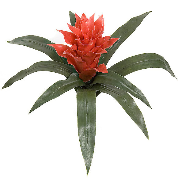 14" UV-Proof Outdoor Artificial Bromeliad Plant Flower Bush -Red (pack of 6) - A7271-2RE