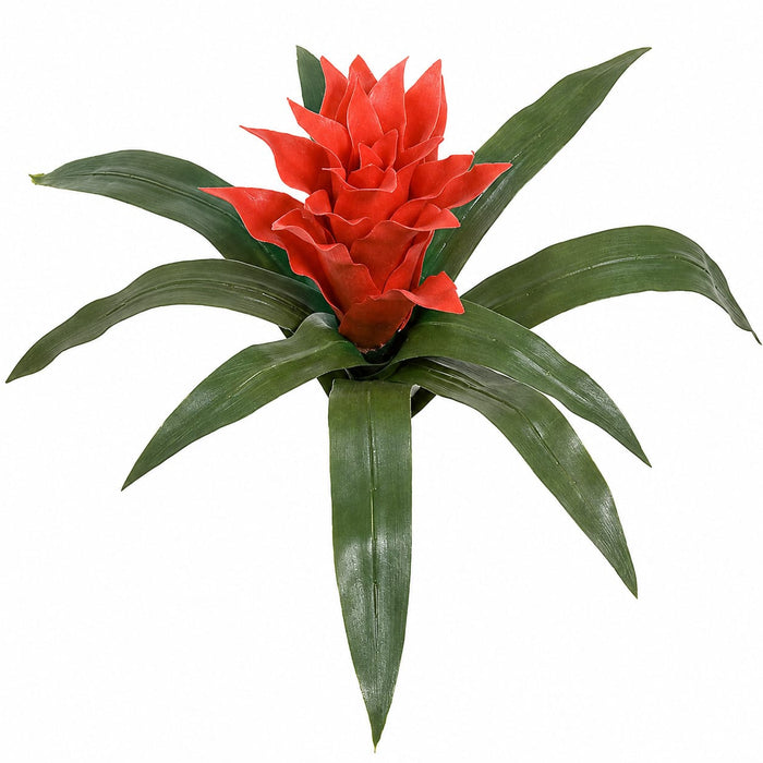 14" Outdoor UV-Proof Artificial Bromeliad Plant Flower Bush -Red (Pack of 6) - A-72712