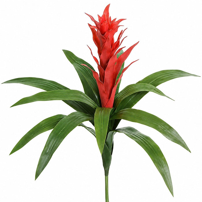 22" Outdoor UV-Proof Artificial Bromeliad Plant Flower Bush -Red (Pack of 2) - A-72722