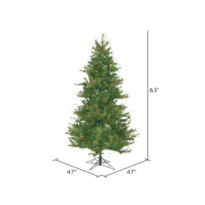 6'6"Hx47"W Slim Mixed Country Artificial Christmas Tree w/Pinecone & Grapevine, Unlit -Green/Brown - A801660