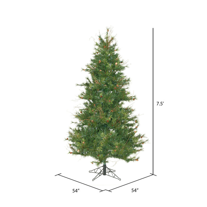 7'6"Hx54"W Slim Mixed Country Artificial Christmas Tree w/Pinecone & Grapevine, Unlit -Green/Brown - A801670