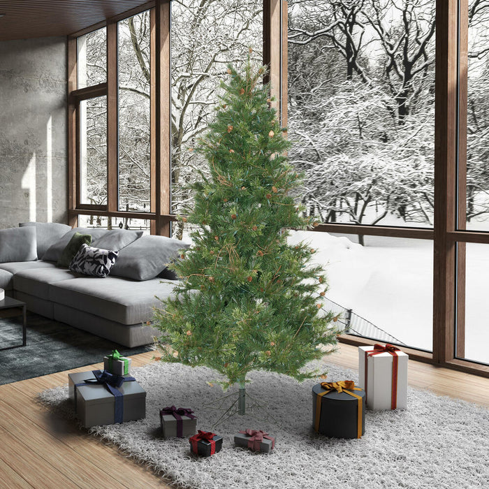 7'6"Hx54"W Slim Mixed Country Artificial Christmas Tree w/Pinecone & Grapevine, Unlit -Green/Brown - A801670