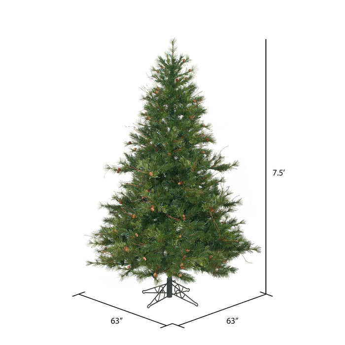 7'6"Hx54"W Mixed Country Artificial Christmas Tree w/Pinecone & Grapevine, Unlit -Green/Brown - A801675
