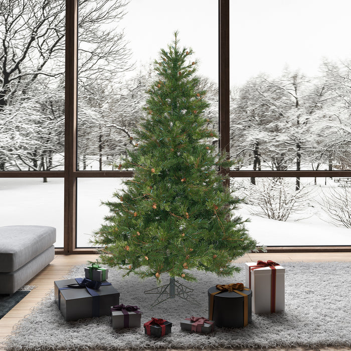 7'6"Hx54"W Mixed Country Artificial Christmas Tree w/Pinecone & Grapevine, Unlit -Green/Brown - A801675