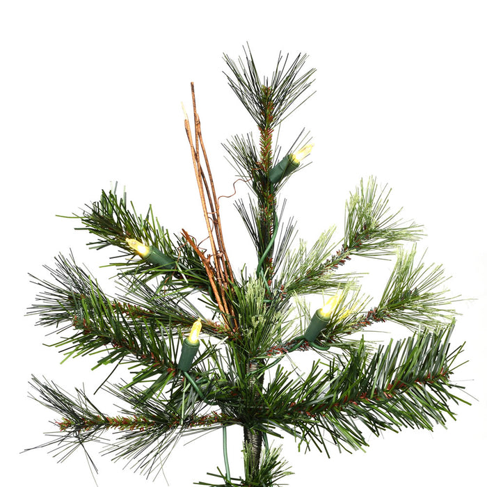 12'Hx76"W Mixed Country Artificial Christmas Tree w/Pinecone & Grapevine, LED Pre-Lit -Green/Brown - A801686LED