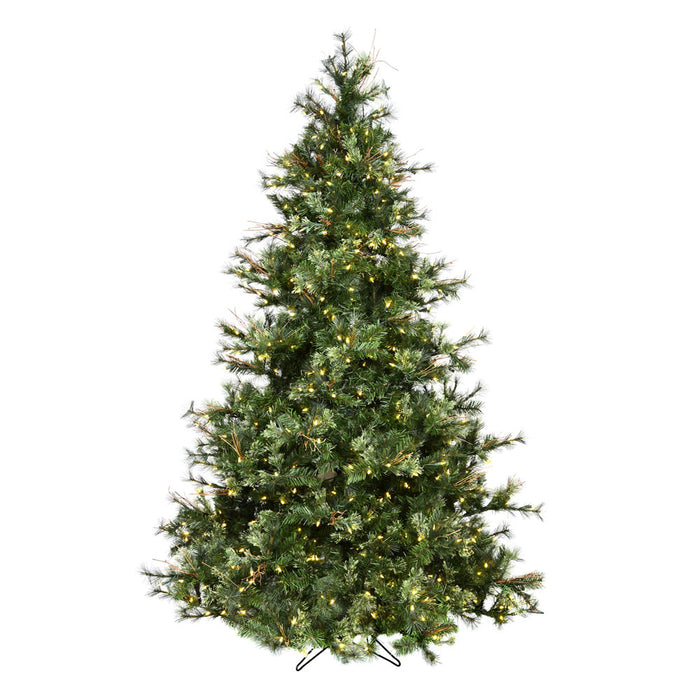 9'Hx61"W Mixed Country Artificial Christmas Tree w/Pinecone & Grapevine, LED Pre-Lit -Green/Brown - A801684LED