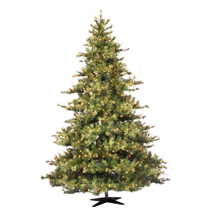 12'Hx76"W Mixed Country Artificial Christmas Tree w/Pinecone & Grapevine, Unlit -Green/Brown - A801685