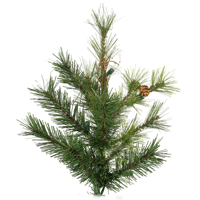 9'Hx61"W Slim Mixed Country Artificial Christmas Tree w/Pinecone & Grapevine, Unlit -Green/Brown - A801680