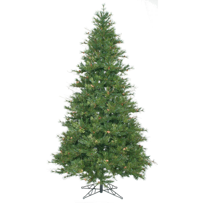 9'Hx61"W Slim Mixed Country Artificial Christmas Tree w/Pinecone & Grapevine, Unlit -Green/Brown - A801680