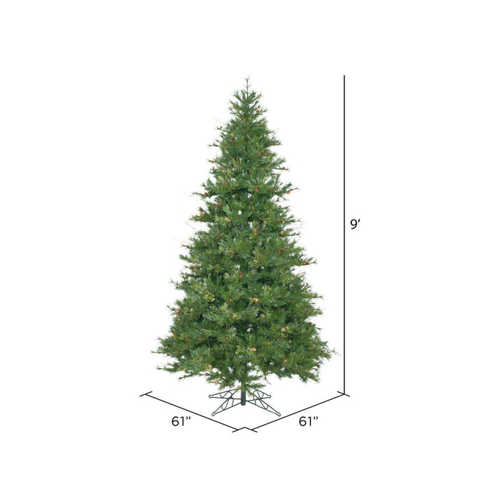9'Hx61"W Slim Mixed Country Artificial Christmas Tree w/Pinecone & Grapevine, Unlit -Green/Brown - A801680
