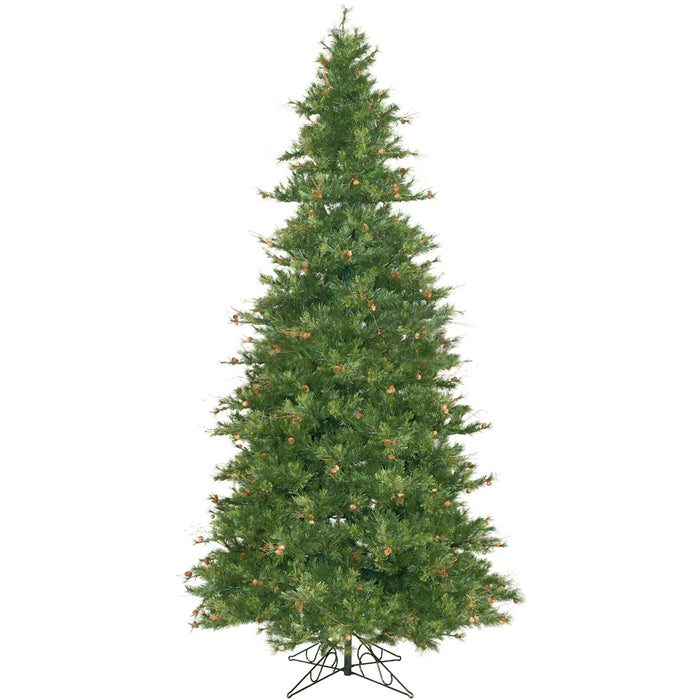 12'Hx76"W Slim Mixed Country Artificial Christmas Tree w/Pinecone & Grapevine, Unlit -Green/Brown - A801690