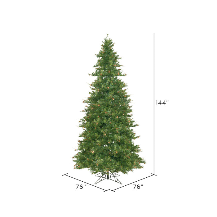 12'Hx76"W Slim Mixed Country Artificial Christmas Tree w/Pinecone & Grapevine, Unlit -Green/Brown - A801690