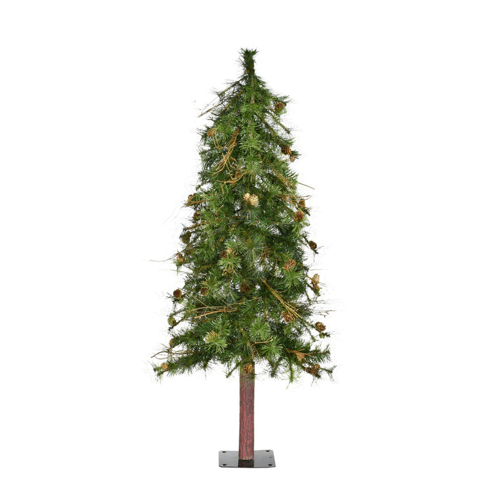 5'Hx30"W Mixed Country Artificial Alpine Tree w/Pinecone & Grapevine, Unlit -Green/Brown - A801950