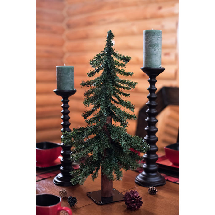 2'Hx16.5"W Natural Trunk Alpine Artificial Christmas Tree, Unlit -Green - A805120