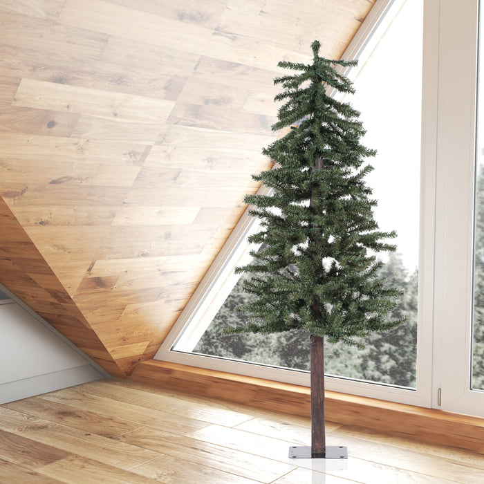 5'Hx25"W Natural Trunk Alpine Artificial Christmas Tree, Unlit -Green - A805150