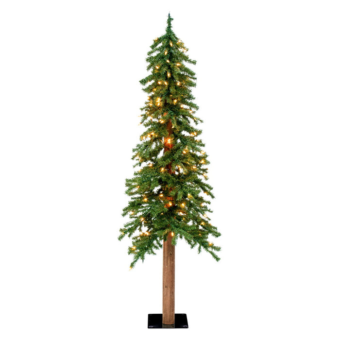 5'Hx28"W Natural Trunk Alpine Artificial Christmas Tree, Micro LED Pre-Lit (Multi-Mode) -Green - A805151LEDCC