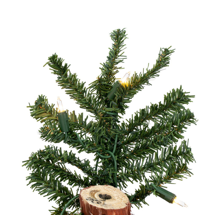 5'Hx28"W Natural Trunk Alpine Artificial Christmas Tree, Micro LED Pre-Lit (Multi-Mode) -Green - A805151LEDCC