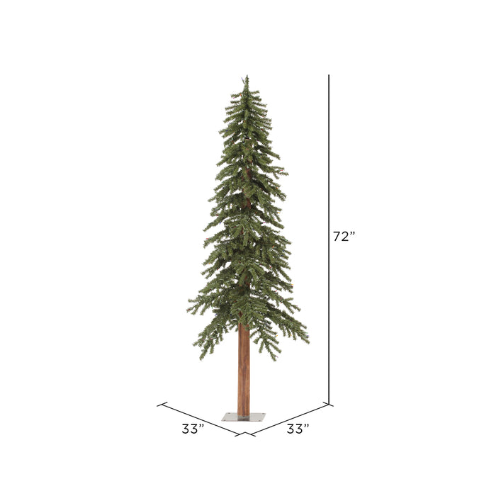 6'Hx33"W Natural Trunk Alpine Artificial Christmas Tree, Unlit -Green - A805160
