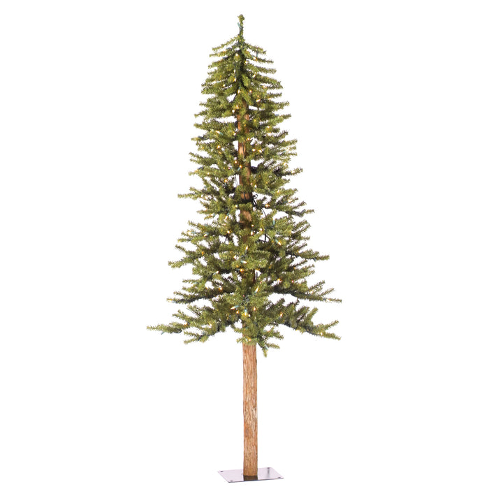 6'Hx33"W Natural Trunk Alpine Artificial Christmas Tree, LED Pre-Lit -Green - A805161LED