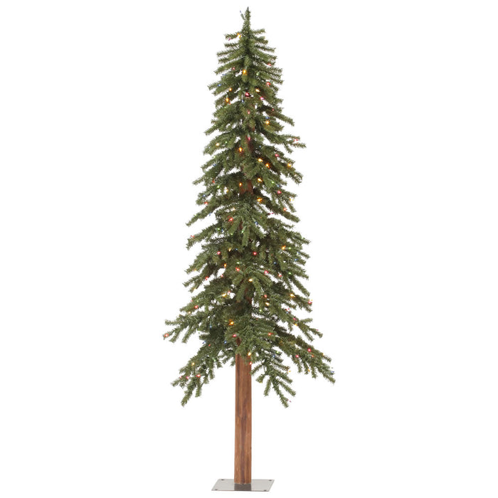 5'Hx28"W Natural Trunk Alpine Artificial Christmas Tree, Micro LED Pre-Lit (Multi-Mode) -Green - A805151LEDCC