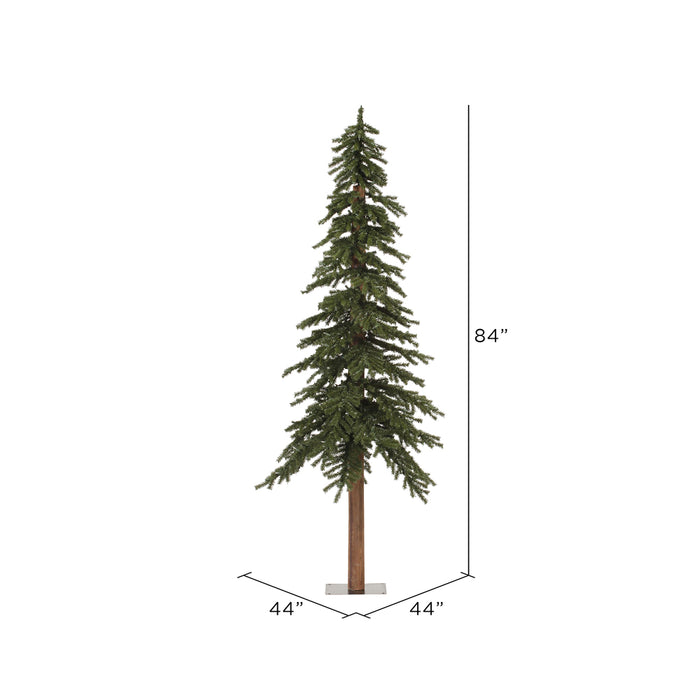 7'Hx44"W Natural Trunk Alpine Artificial Christmas Tree, Unlit -Green - A805170