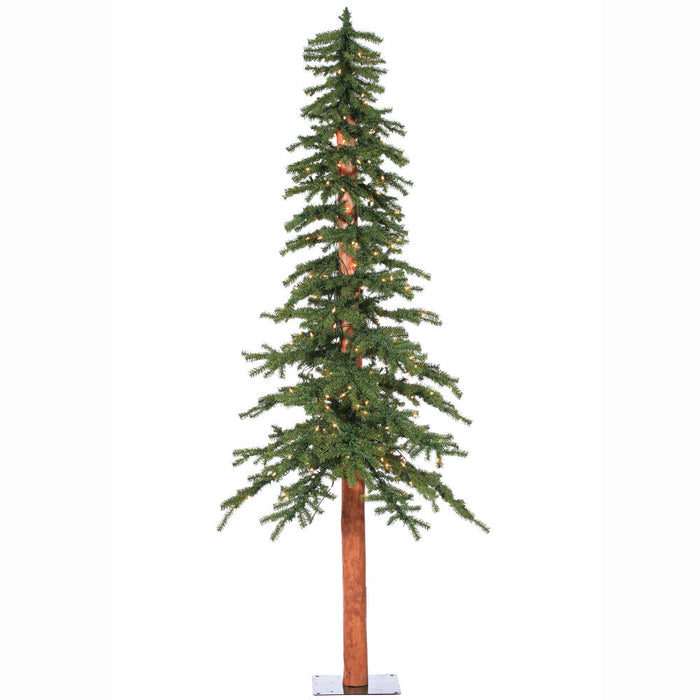 7'Hx44"W Natural Trunk Alpine Artificial Christmas Tree, Micro LED Pre-Lit (Multi-Mode) -Green - A805171LEDCC
