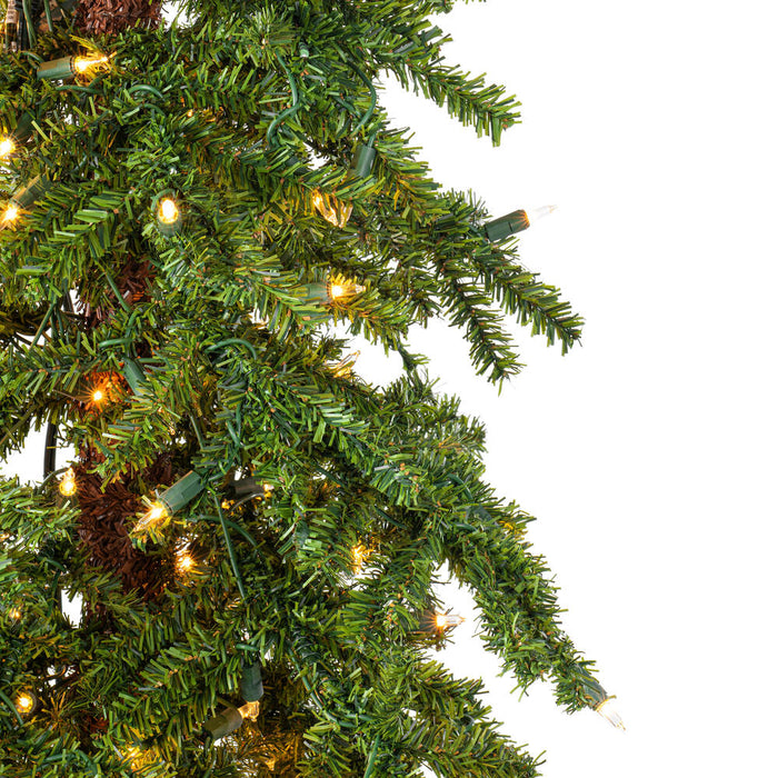7'Hx44"W Natural Trunk Alpine Artificial Christmas Tree, Micro LED Pre-Lit (Multi-Mode) -Green - A805171LEDCC