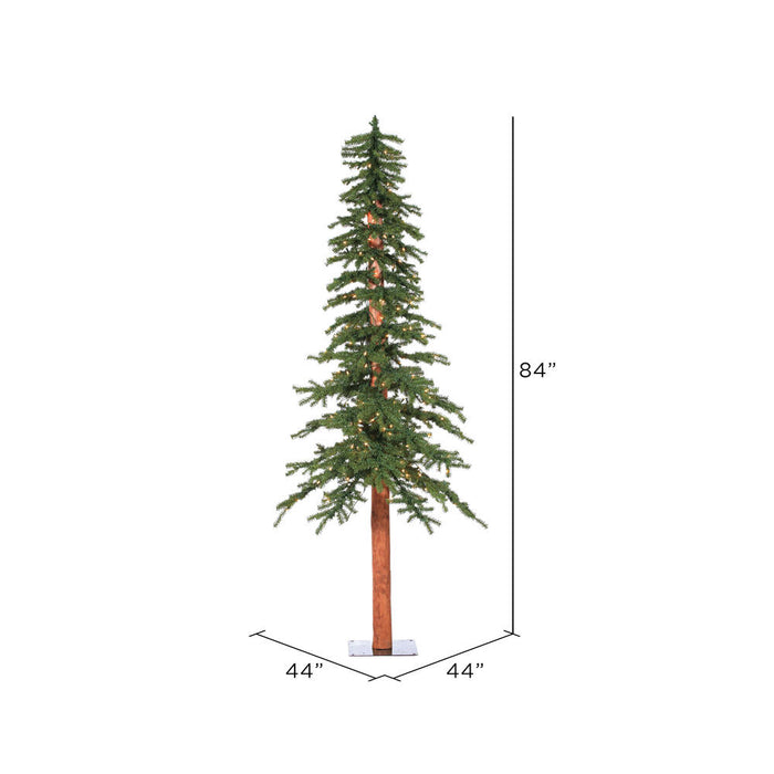 7'Hx44"W Natural Trunk Alpine Artificial Christmas Tree, Micro LED Pre-Lit (Multi-Mode) -Green - A805171LEDCC