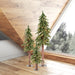 4'Hx25"W Set Of Natural Trunk Alpine Artificial Christmas Trees, LED Pre-Lit -Green - A805181LED