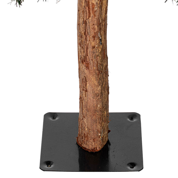 6'Hx33"W Set Of Natural Trunk Alpine Artificial Christmas Trees, LED Pre-Lit -Green - A805184LED