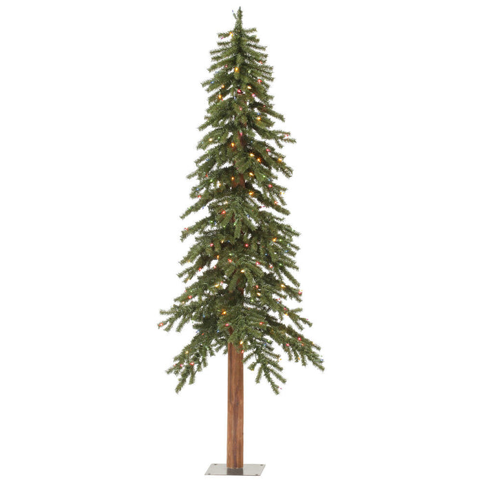 8'Hx50"W Natural Trunk Alpine Artificial Christmas Tree, Micro LED Pre-Lit (Multi-Mode) -Green - A805191LEDCC