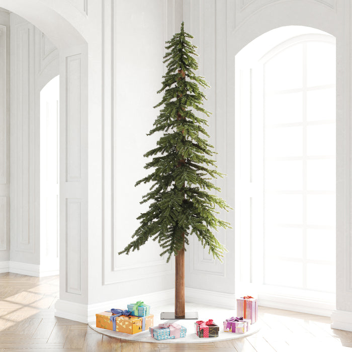 9'Hx56"W Natural Trunk Alpine Artificial Christmas Tree, Unlit -Green - A805195