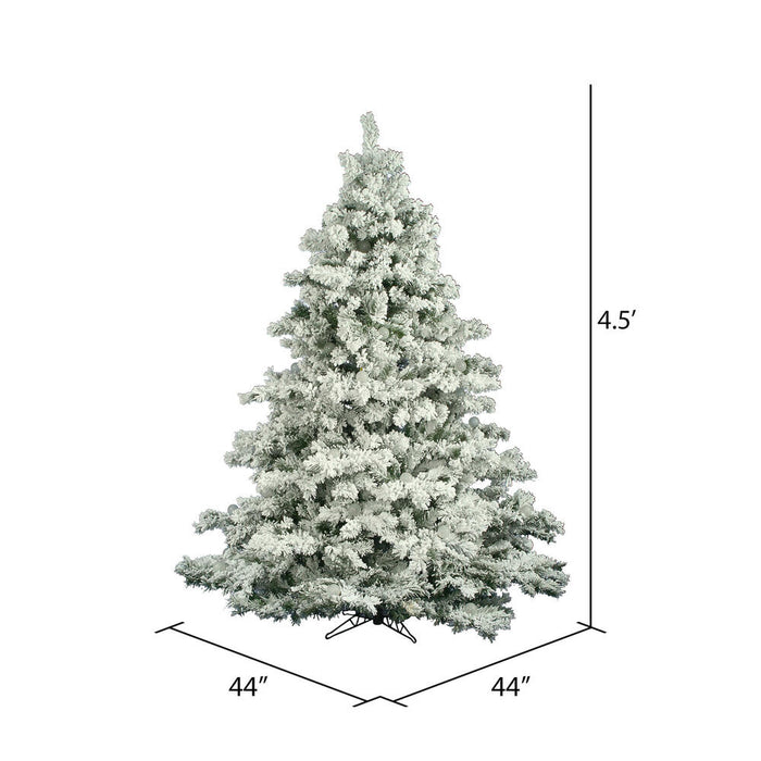 4'6"Hx44"W Flocked Alaskan Pine Artificial Christmas Tree, Unlit -White - A806345
