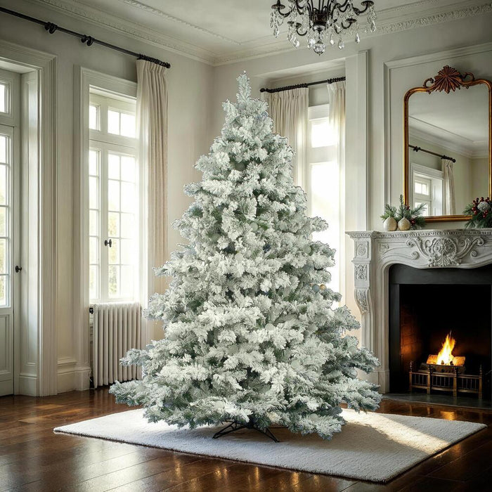 4'6"Hx44"W Flocked Alaskan Pine Artificial Christmas Tree, Unlit -White - A806345