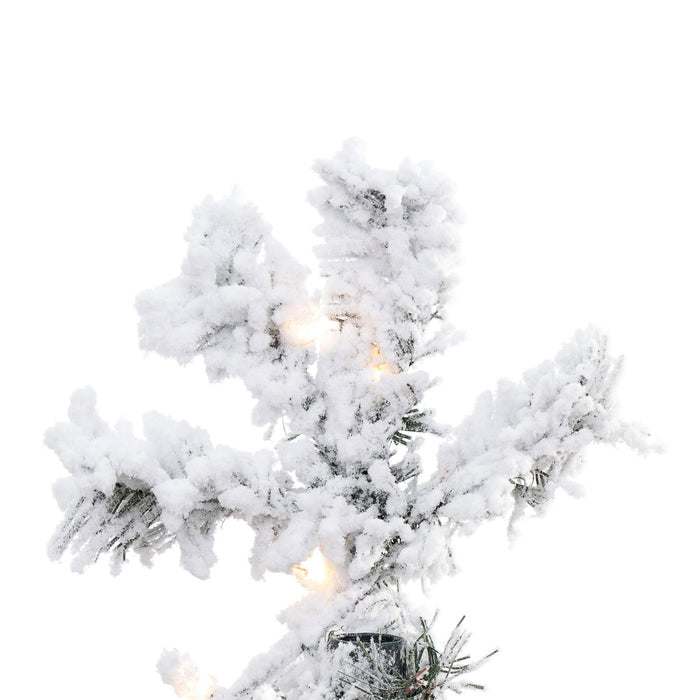 4'6"Hx44"W Flocked Alaskan Pine Artificial Christmas Tree, LED Pre-Lit -White - A806346LED