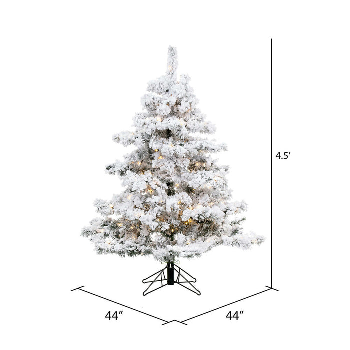 4'6"Hx44"W Flocked Alaskan Pine Artificial Christmas Tree, LED Pre-Lit -White - A806346LED