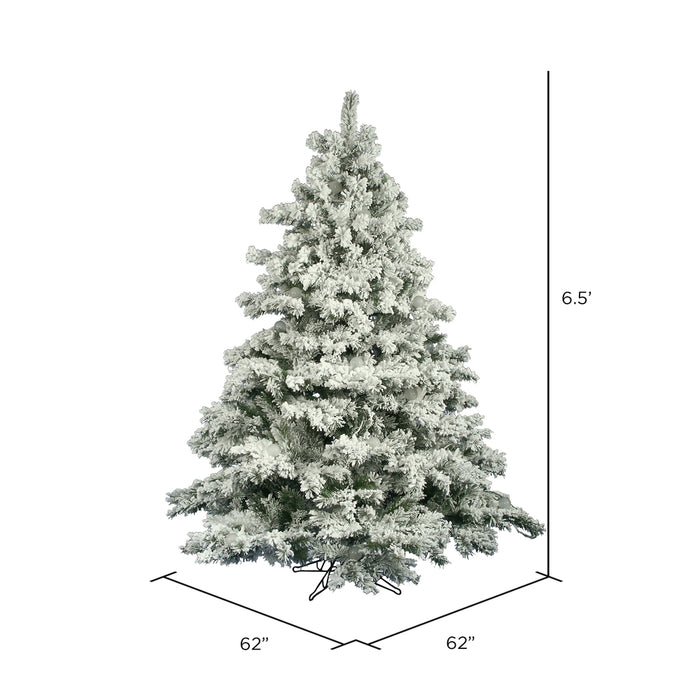 6'6"Hx62"W Flocked Alaskan Pine Artificial Christmas Tree, Unlit -White - A806365