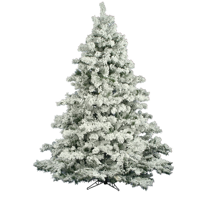 7'6"Hx68"W Flocked Alaskan Pine Artificial Christmas Tree, Unlit -White - A806375