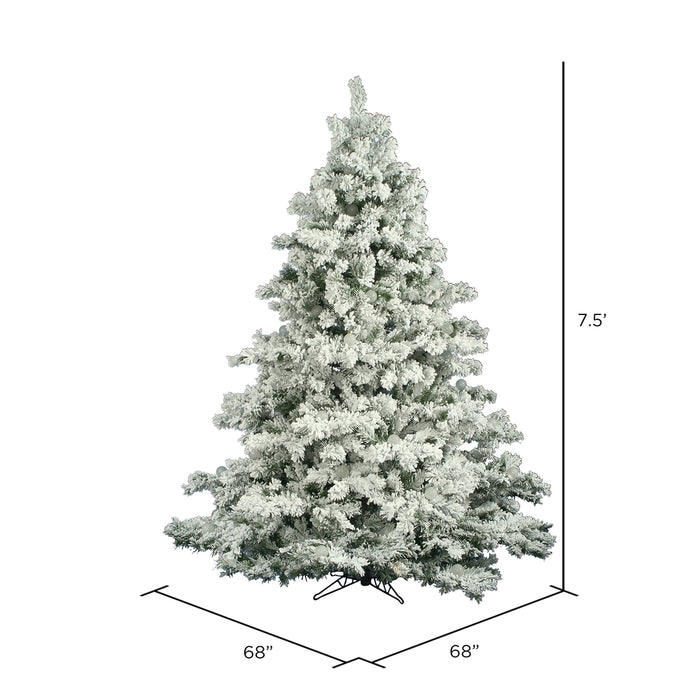 7'6"Hx68"W Flocked Alaskan Pine Artificial Christmas Tree, Unlit -White - A806375