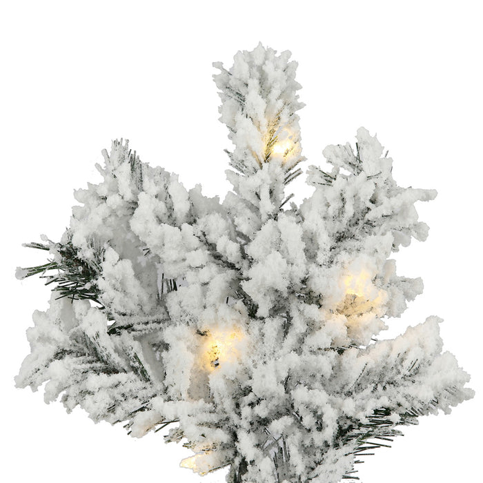 10'Hx82"W Flocked Alaskan Pine Artificial Christmas Tree, LED Pre-Lit -White - A806386LED
