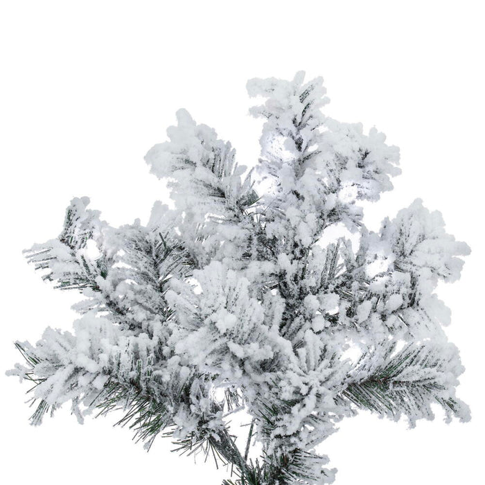 7'6"Hx68"W Flocked Alaskan Pine Artificial Christmas Tree, LED Pre-Lit -White - A806376LED