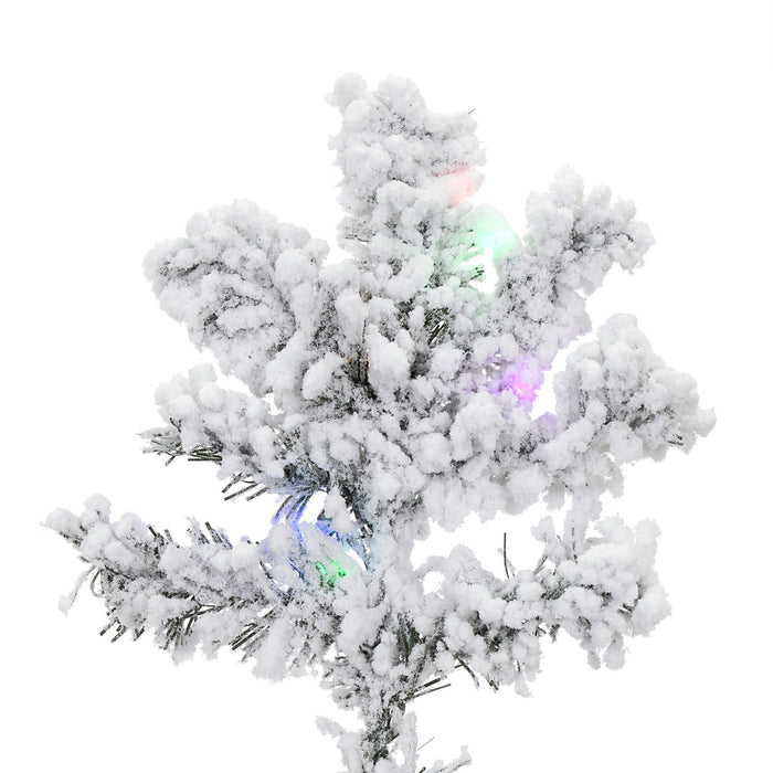 6'6"Hx62"W Flocked Alaskan Pine Artificial Christmas Tree, LED Pre-Lit (Multicolor) -White - A806367LED