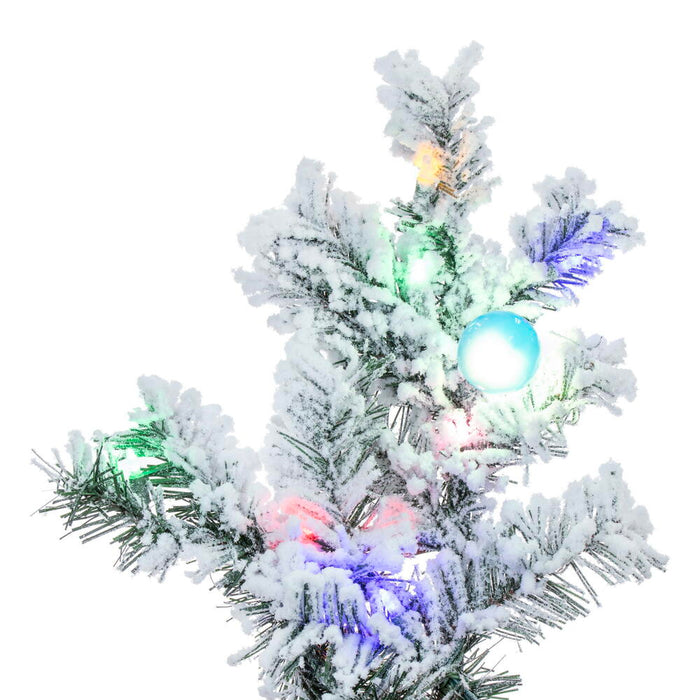 6'6"Hx62"W Flocked Alaskan Pine Artificial Christmas Tree, G50 & LED Pre-Lit (Multicolor) -White - A806369LED