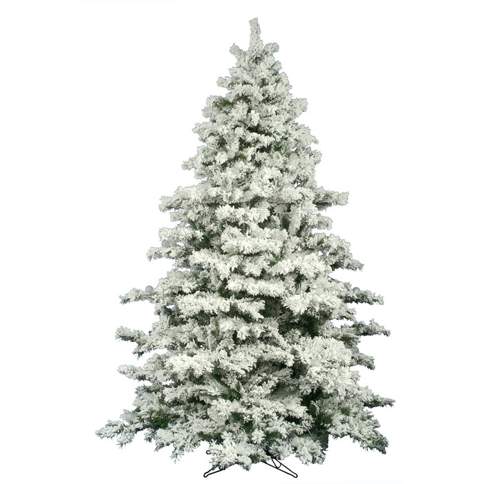 9'Hx73"W Flocked Alaskan Pine Artificial Christmas Tree, Unlit -White - A806380