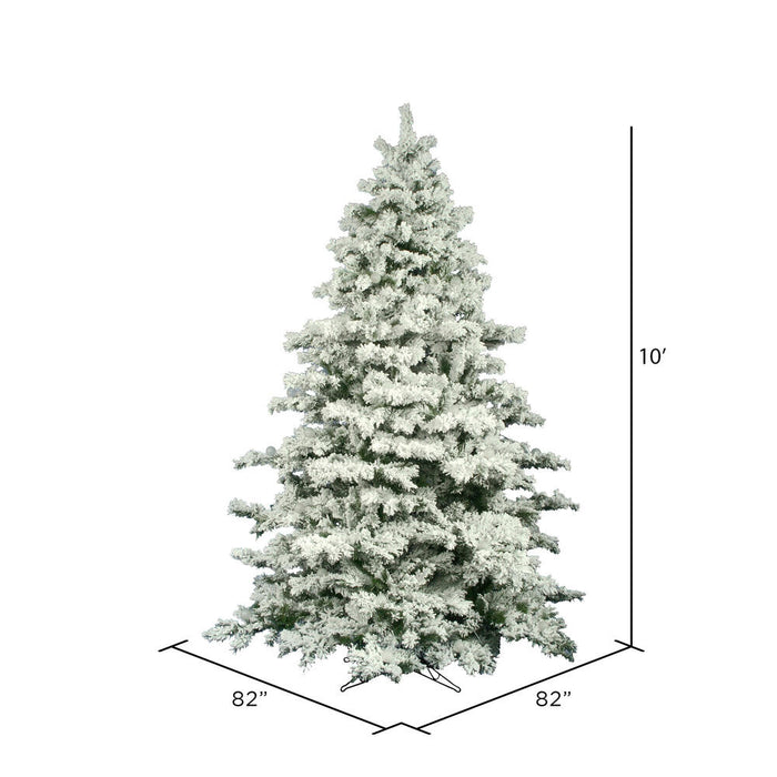 10'Hx82"W Flocked Alaskan Pine Artificial Christmas Tree, Unlit -White - A806385