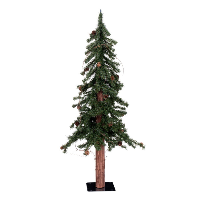 3'Hx22"W Natural Trunk Alpine Artificial Christmas Tree With Pinecone & Vines, Unlit -Green - A807230