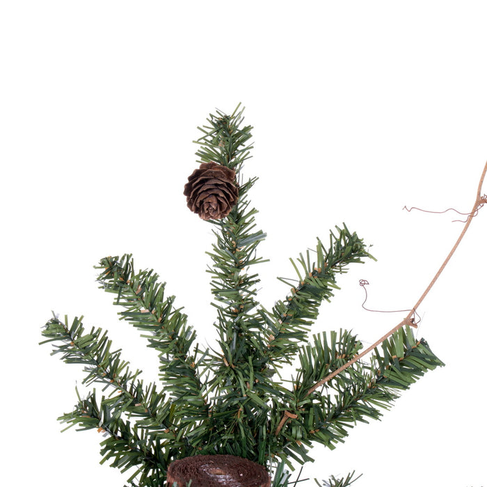 3'Hx22"W Natural Trunk Alpine Artificial Christmas Tree With Pinecone & Vines, Unlit -Green - A807230